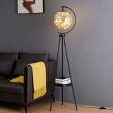 Natalia Floor Lamp - Black body with Amber Lampshade / White Light - Level Decor