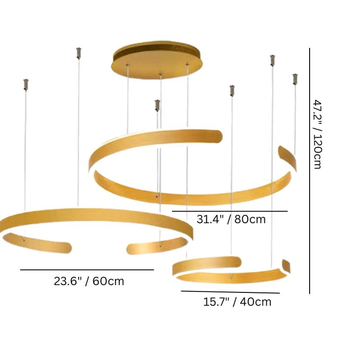 Celestia Round Chandelier - 3 Ring: 15.7" x 23.6" x 31.4" / 40 x 60 x 80cm / 130W / Warm White 3000K - Level Decor