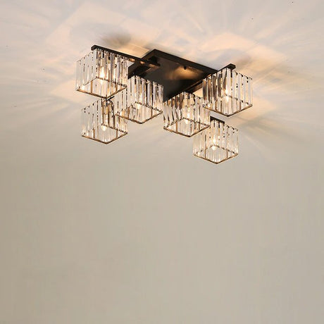 Adelina Ceiling Light - Black / 6 Lights - 35" x 25.6" x 7.9" / 90cm x 65cm x 20cm - 72W - Level Decor