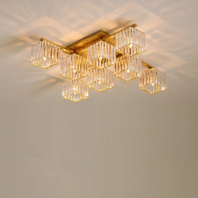 Adelina Ceiling Light - Gold / 8 Lights - 37.4" x 7.9" / 95cm x 20cm - 96W - Level Decor