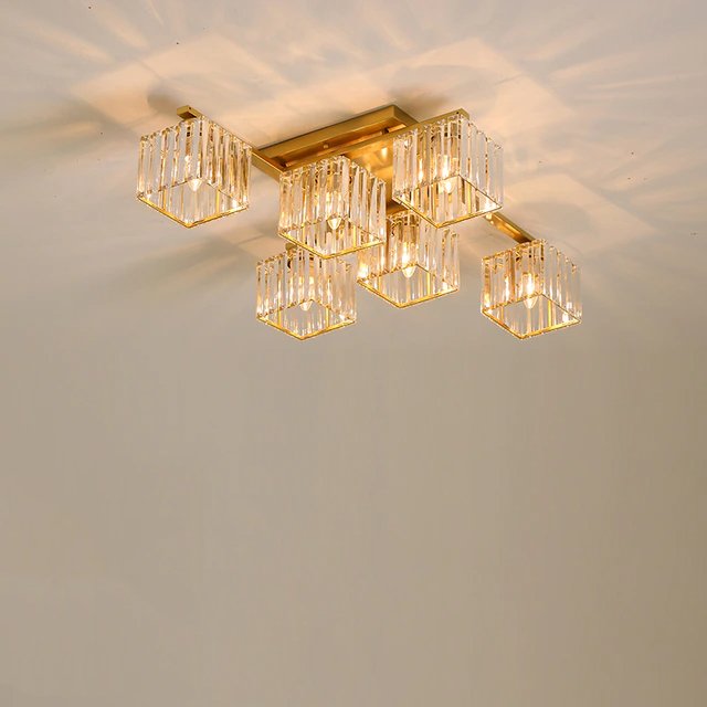 Adelina Ceiling Light - Gold / 6 Lights - 35" x 25.6" x 7.9" / 90cm x 65cm x 20cm - 72W - Level Decor
