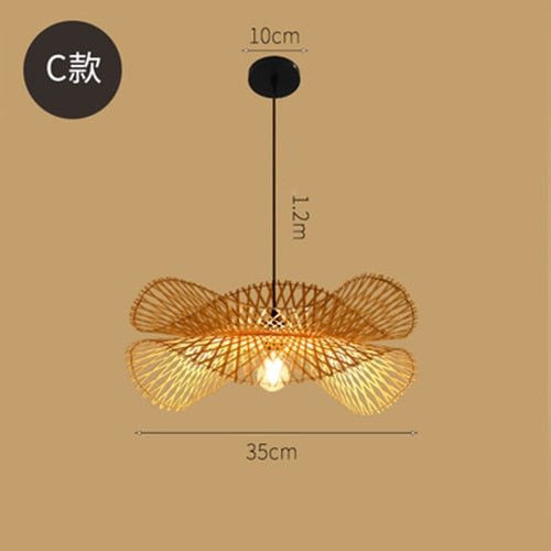 Bambus Chandelier Rattan Lamp - C - 13.7" / 35cm - Level Decor