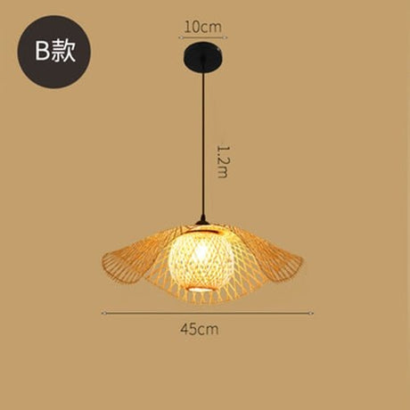 Bambus Chandelier Rattan Lamp - B - 17.7" / 45cm - Level Decor