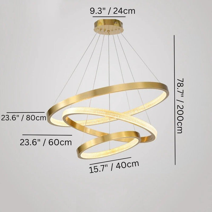 Luminara Round Chandelier - 3 Ring: 78.7" x 15.7" x 23.6" x 31.4" / 200 x 40 x 60 x 80cm / 116W / Warm White 3000K - Level Decor