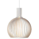 Avian Rattan Pendant Light - White Outline / 9" x 10" / 23cm x 25cm - Level Decor