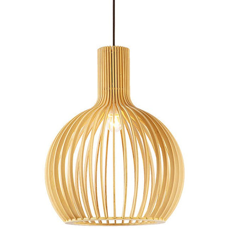 Avian Rattan Pendant Light - Original Wood / 9" x 10" / 23cm x 25cm - Level Decor