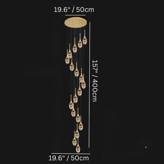 Luminique Cascade Chandelier - 18 Head: 19.6" x 157" / 50 x 400cm / 90W / Warm White 3000K - Level Decor