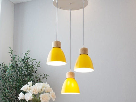Solskin Pendant Light - Yellow- 3 Heads- Disc - Level Decor