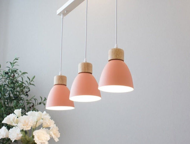 Solskin Pendant Light - Pink- 3 Heads- Rectangle - Level Decor