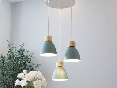 Solskin Pendant Light - Green- 3 Heads- Disc - Level Decor