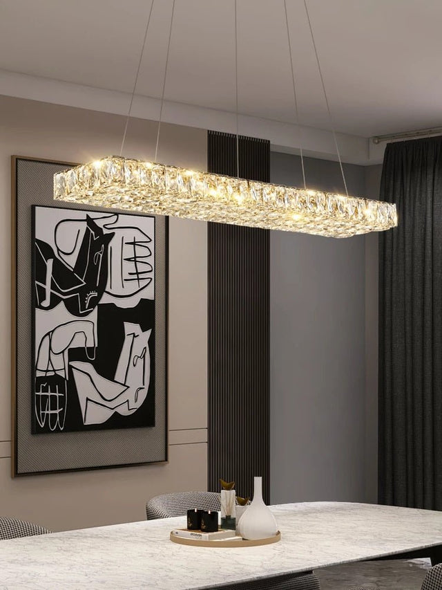 Linnea Chandelier - 23.6" x 5.5" / 60cm x 14cm - 24W / Chrome / Color Dimmable - Remote Control - Level Decor