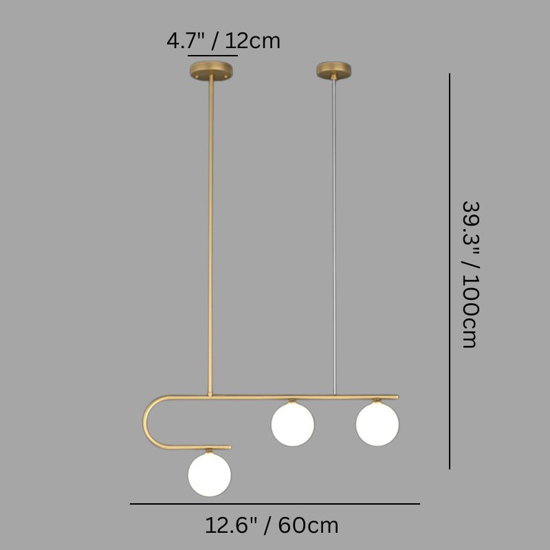Lumina Linear Chandelier - 3 Head: 39.3" x 23.6" / 100 x 60cm / 36W / Warm White 3000K - Level Decor