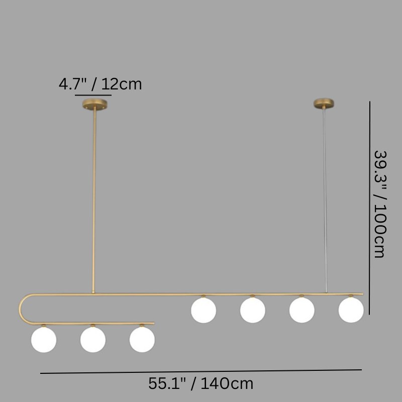Lumina Linear Chandelier - 7 Head: 39.3" x 55.1" / 100 x 140cm / 84W / Warm White 3000K - Level Decor