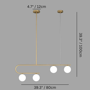 Lumina Linear Chandelier - 4 Head: 39.3" x 31.4" / 100 x 80cm / 38W / Warm White 3000K - Level Decor