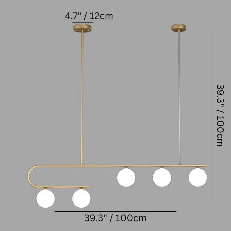 Lumina Linear Chandelier - 5 Head: 39.3" x 39.3" / 100 x 100cm / 60W / Warm White 3000K - Level Decor
