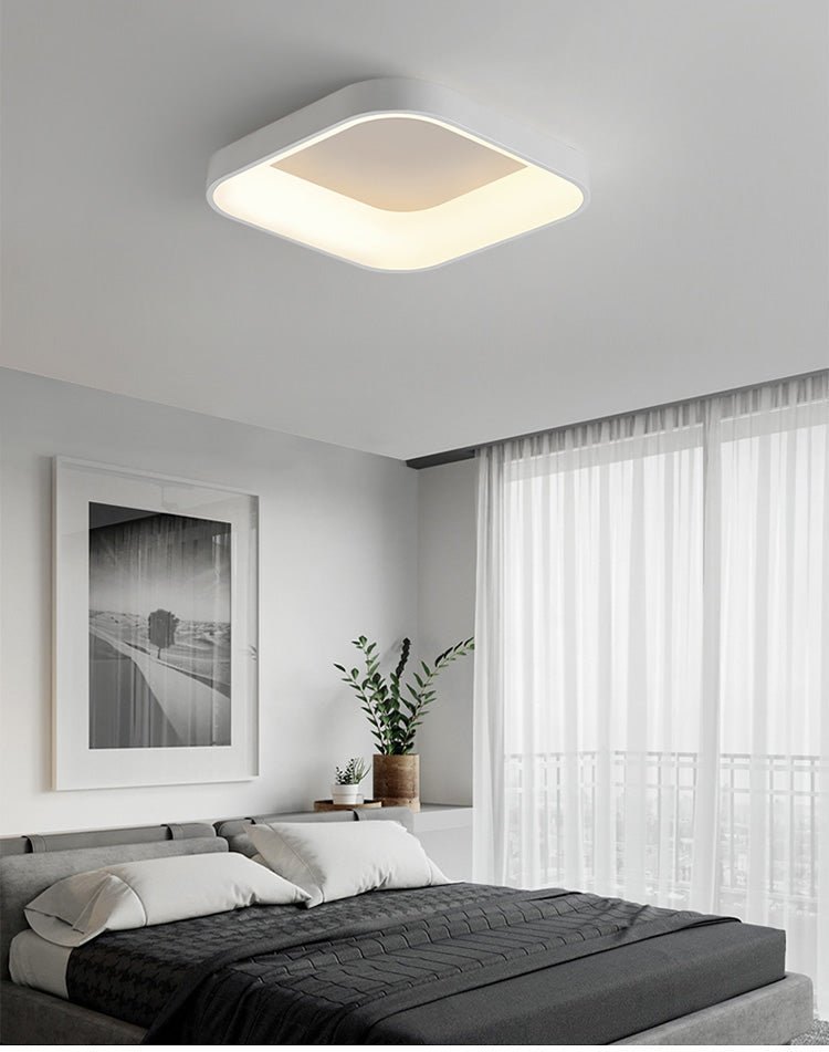 Luciana Ceiling Light - Square - White - 15.7"W x 15.7"D x 3.9"H / 45W / With Remote - Level Decor
