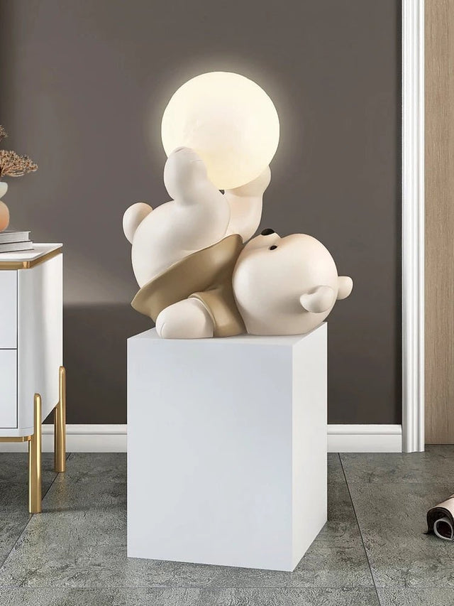 Otto Illuminated Art Figurine - Brown / 14.17" x 9.84" x 28.3" / 36cm x 25cm x 72cm - Level Decor