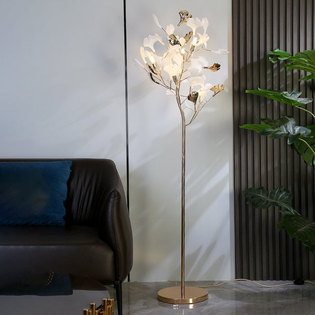 Amara Floor Lamp - Iron Base / Plastic Leaves / 23.6" x 66.9" / 60cm x 170 cm - Remote Control Dimming (3000K to 6000K) - Level Decor
