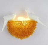 Pavo Wall Lamp - 2 Gold Birds with 2 Eggs - 14.2" x 11" / 36cm x 28cm / Warm White - Level Decor