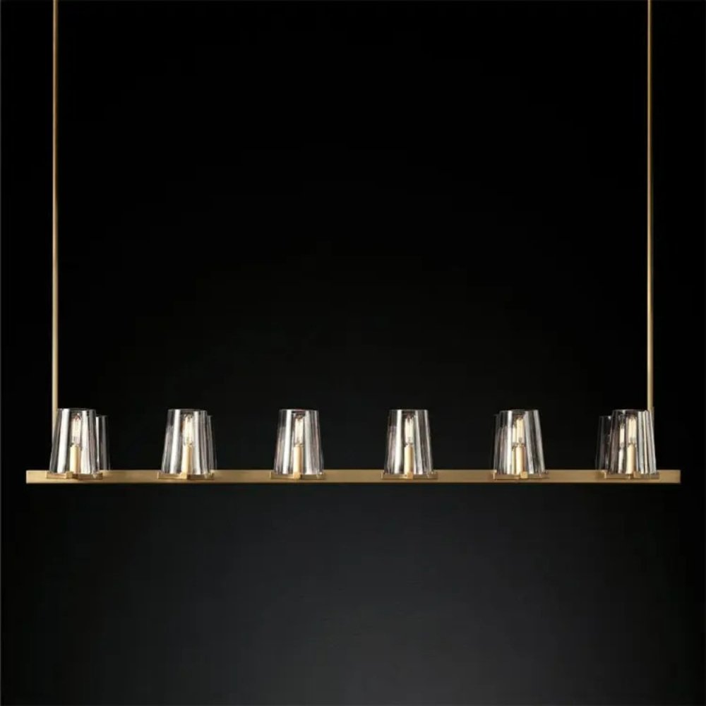 Rustique Linear Chandelier - 59.8"x11" /152*28cm 300W / Lacquered Burnished Brass - Level Decor