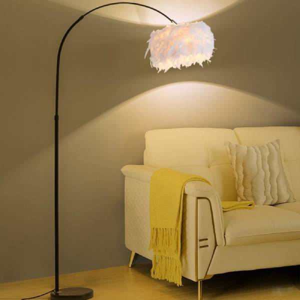 Torch Floor Lamp - Black Feathered / No Bulb / 10.2" x 72.8" / 26cm x 185cm - Level Decor