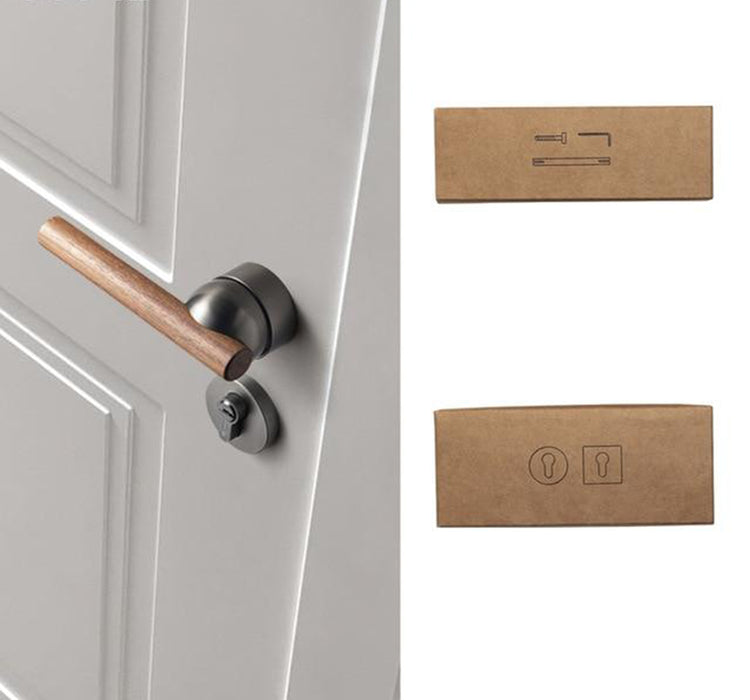 Walnut American Style Door Handle - Black with Dummy Lock / 72mm / 55mm - Level Decor