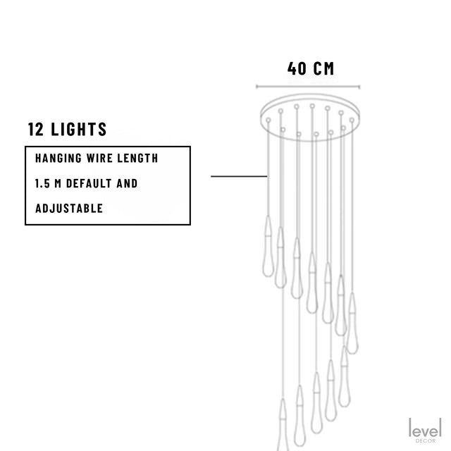 Falling Droplets Crystal LED Pendant - 12 Lights / Gold bronze - Level Decor