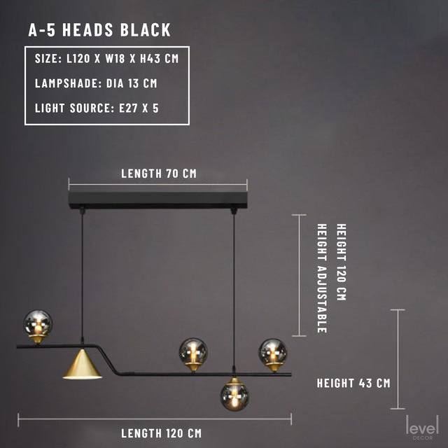 Alnön Nordic Glass Ball Chandelier - 5 Heads / Milk White Glass / 3 colors no remote - Level Decor