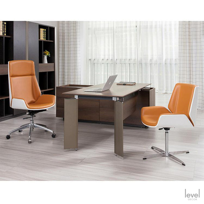 Designer Leather Solid Wood Office Chair - Level Decor