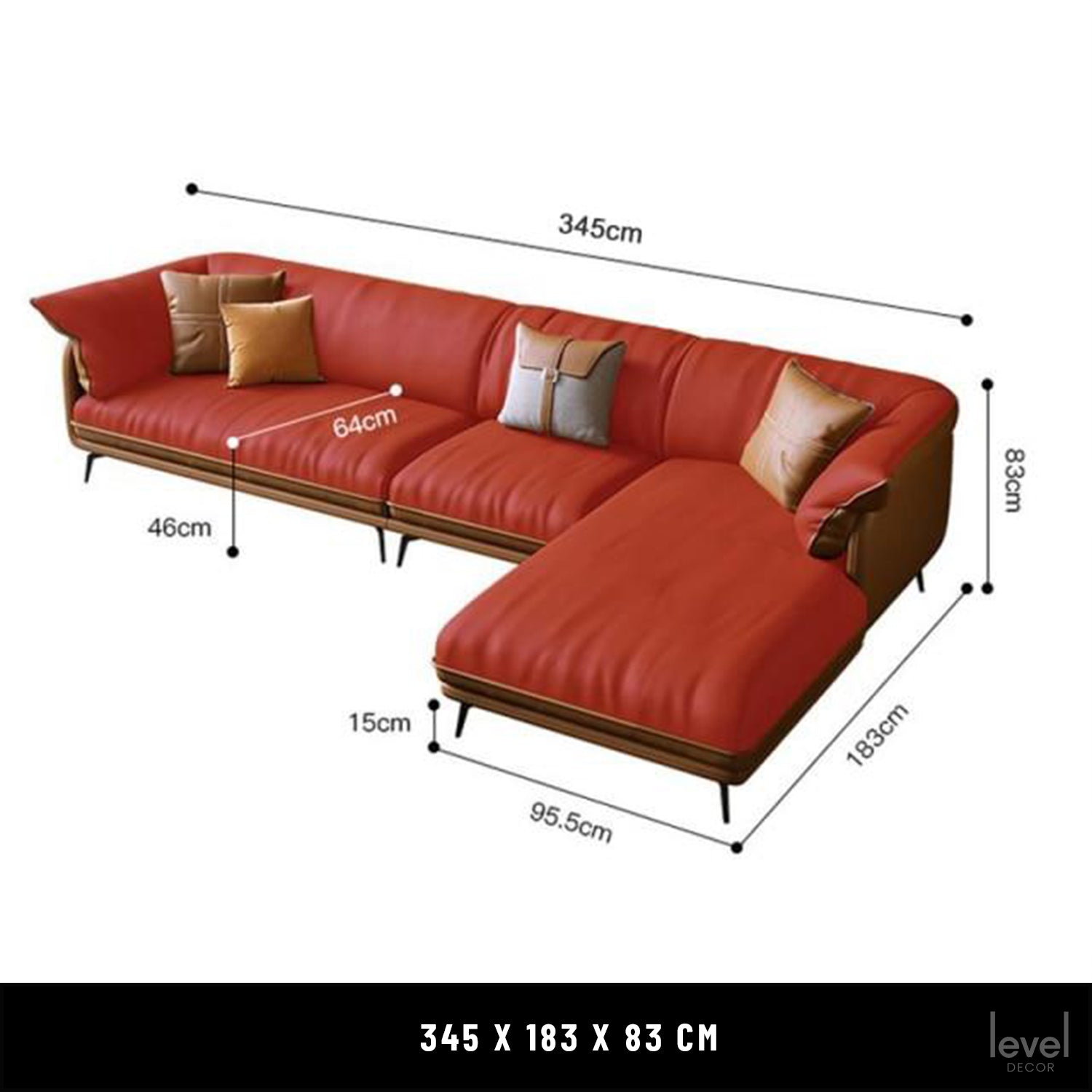 Nico Modern Leather Sofa - 3-1-LOUNGE - Level Decor