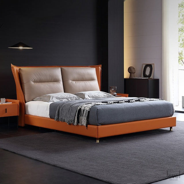 Jayden Italian Minimalist Leather Bed - Level Decor