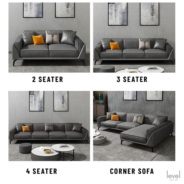 Francesca Neo-modern Genuine Leather Sofa - Level Decor