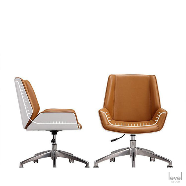 Designer Leather Solid Wood Office Chair - Level Decor