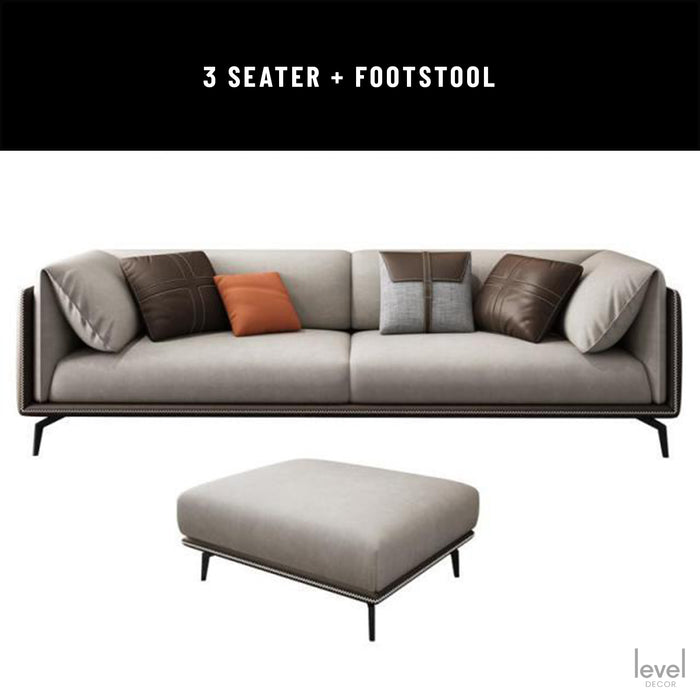 Serena Modern Sofa - 3-SEATER + FOOTSTOOL - Level Decor