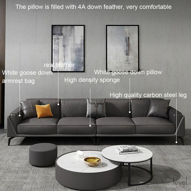 Francesca Neo-modern Genuine Leather Sofa - Level Decor