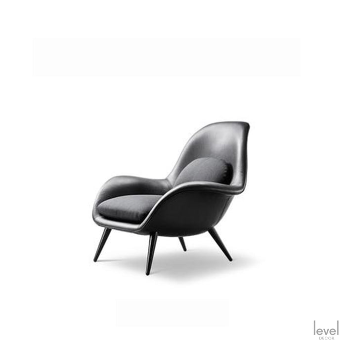 Designer Nordic Single Lounge Sofa Chair - Black PU - Level Decor