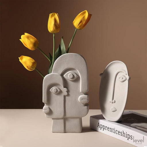 Nordic Human Face Design Ceramic Vase - Level Decor