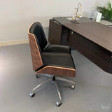 Designer Leather Solid Wood Office Chair - Level Decor