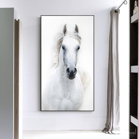 Nordic Style White Horse Canvas Painting - Level Decor