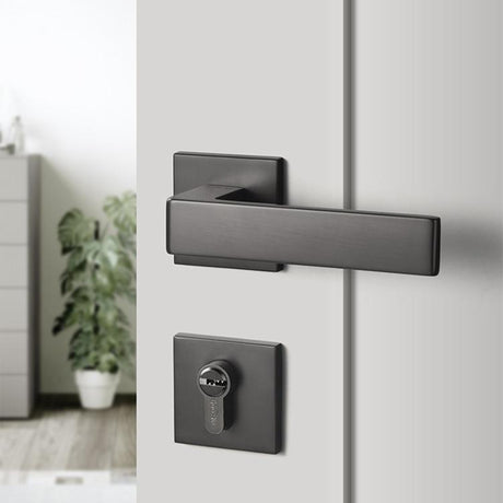 Grey Brushed Wooden Door Handle - Level Decor