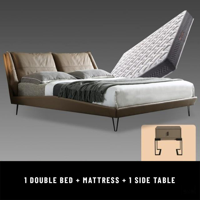 Jayden Italian Minimalist Leather Bed - 1 bed and mattress / 1500mm X 2000mm - Level Decor