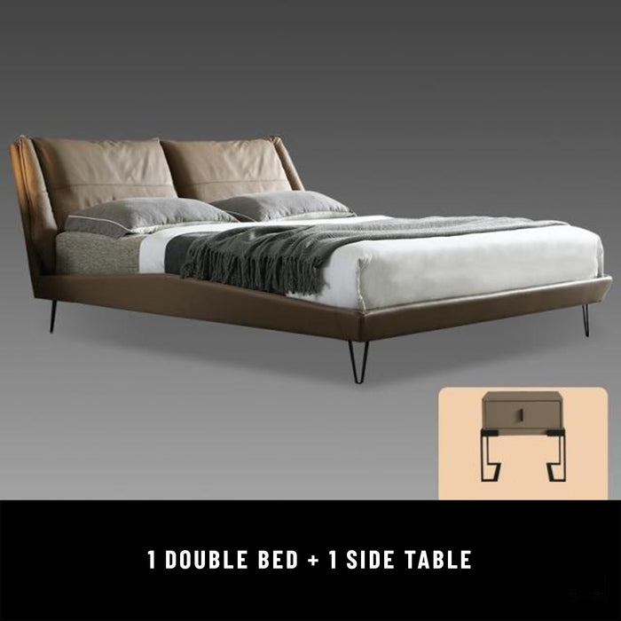 Jayden Italian Minimalist Leather Bed - 1 bed and 1 bedside / 1800mm X 2000mm - Level Decor