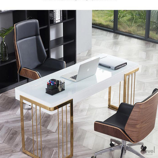 Designer Leather Solid Wood Office Chair - Level Decor