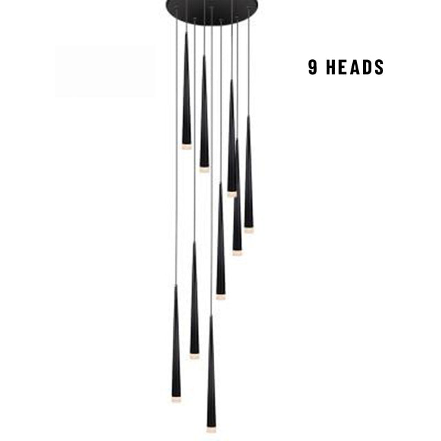 LED Long Downlight Chandelier - 9 heads - Level Decor