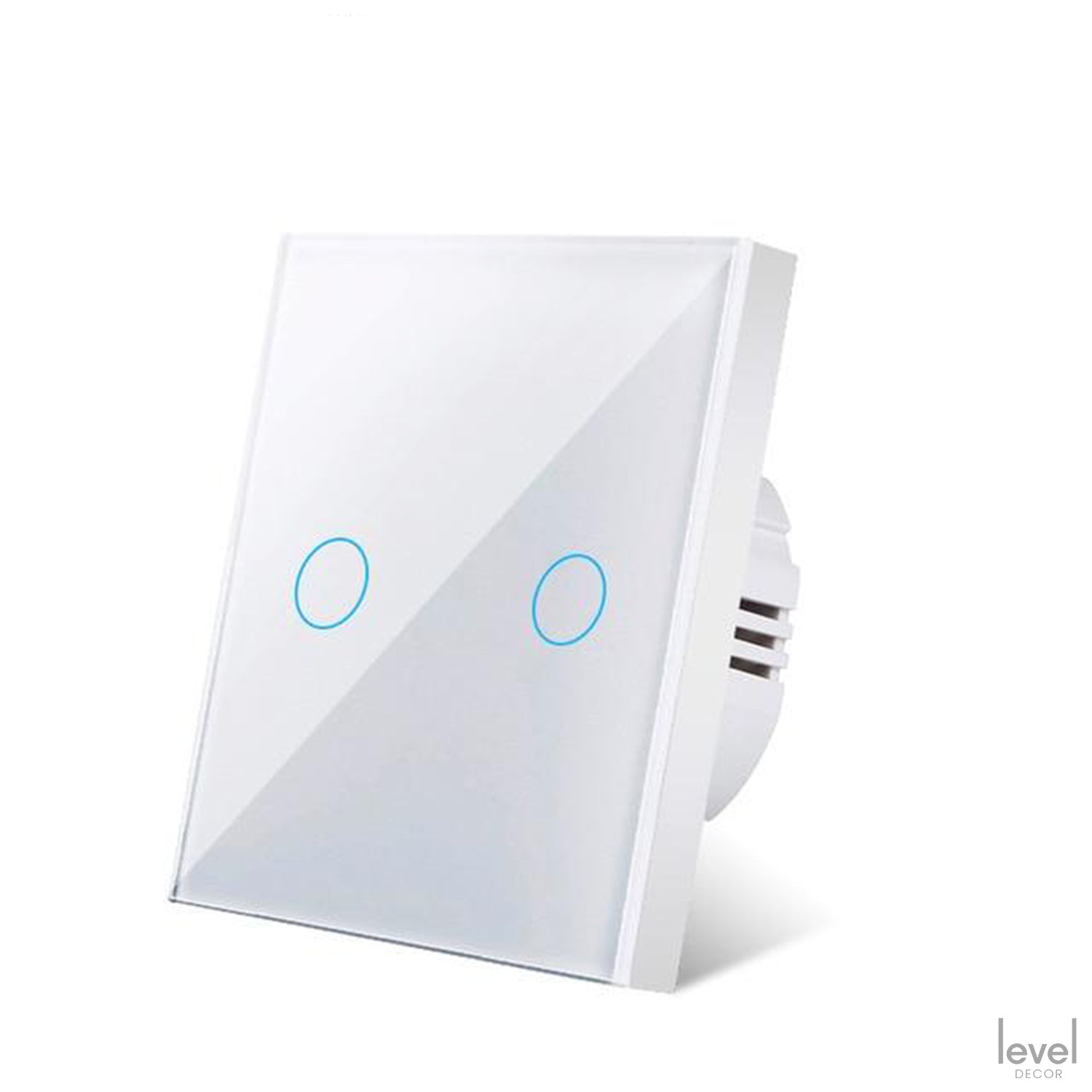 LED 2 Gang Crystal Tempered Glass Wall Light Touch Switch - White/White 2 Gang - Level Decor