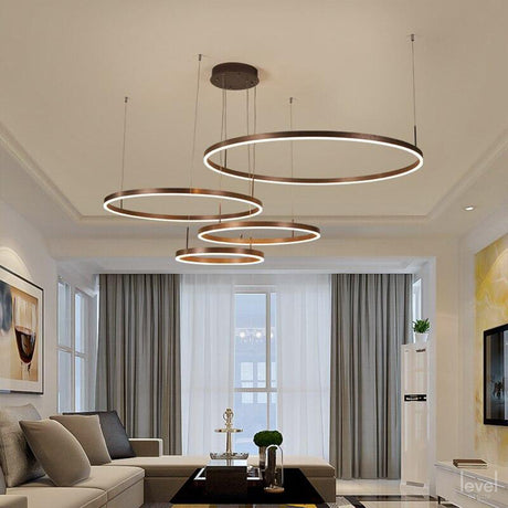 Circle Rings Acrylic | Aluminum Chandeliers - Level Decor