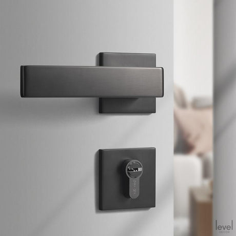 Grey Brushed Wooden Door Handle - Level Decor