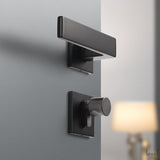 Grey Brushed Wooden Door Handle - Level Decor