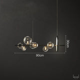 Modern LED Glass Ball Chandelier Lamp - Length 90cm / Cold White - Level Decor