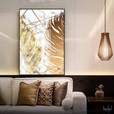Nordic Golden Abstract Leaf Flower Canvas Painting - Level Decor